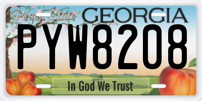 GA license plate PYW8208