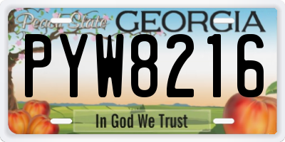 GA license plate PYW8216