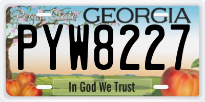 GA license plate PYW8227