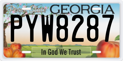 GA license plate PYW8287