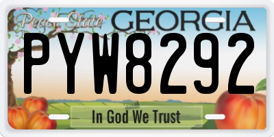 GA license plate PYW8292