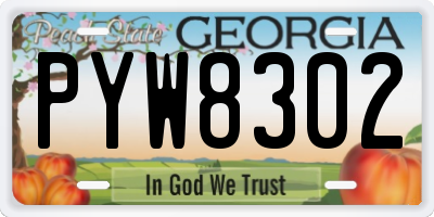 GA license plate PYW8302