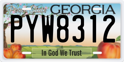 GA license plate PYW8312