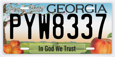 GA license plate PYW8337