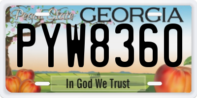 GA license plate PYW8360