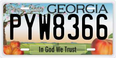 GA license plate PYW8366