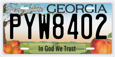 GA license plate PYW8402