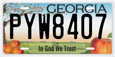 GA license plate PYW8407