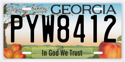GA license plate PYW8412