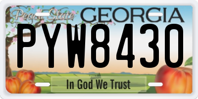GA license plate PYW8430