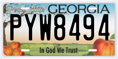 GA license plate PYW8494
