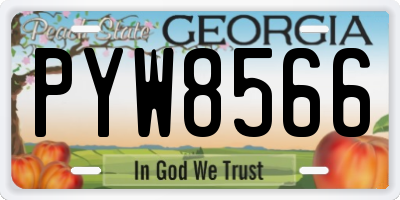GA license plate PYW8566