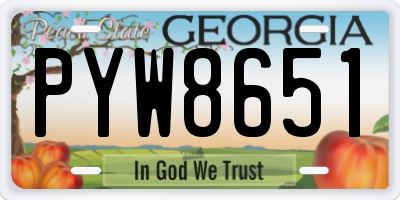 GA license plate PYW8651
