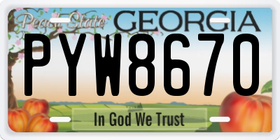 GA license plate PYW8670