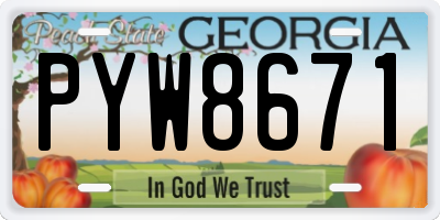 GA license plate PYW8671