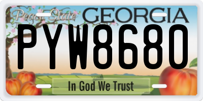 GA license plate PYW8680