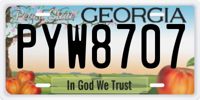 GA license plate PYW8707