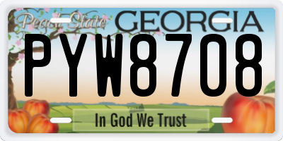 GA license plate PYW8708
