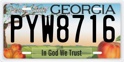 GA license plate PYW8716