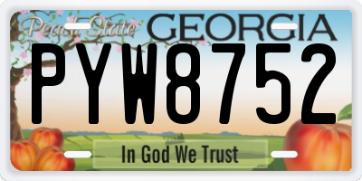 GA license plate PYW8752