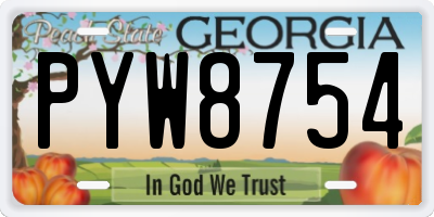 GA license plate PYW8754
