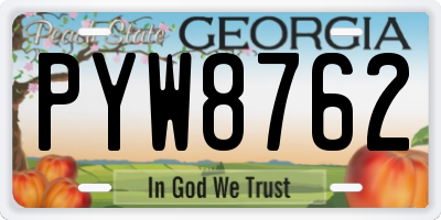GA license plate PYW8762