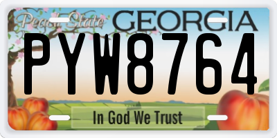 GA license plate PYW8764