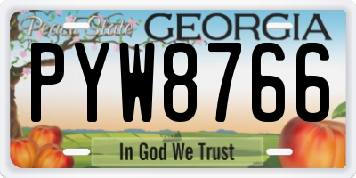 GA license plate PYW8766