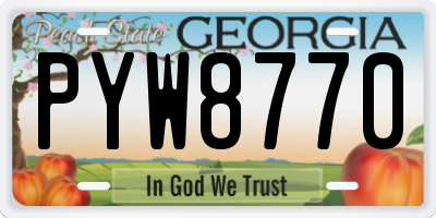 GA license plate PYW8770