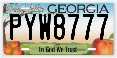 GA license plate PYW8777
