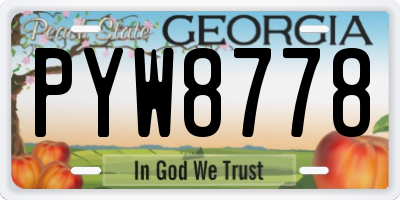 GA license plate PYW8778