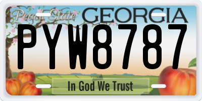 GA license plate PYW8787