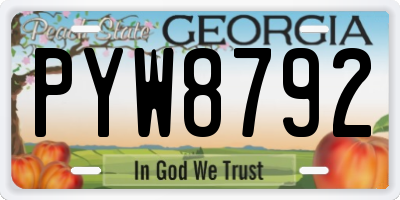 GA license plate PYW8792