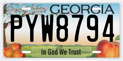 GA license plate PYW8794
