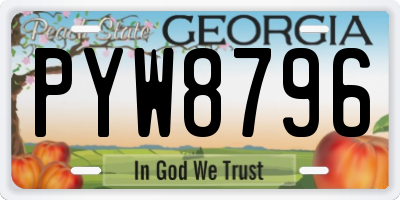 GA license plate PYW8796
