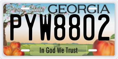 GA license plate PYW8802