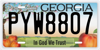 GA license plate PYW8807