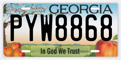 GA license plate PYW8868