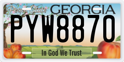 GA license plate PYW8870