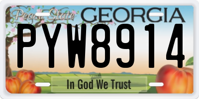 GA license plate PYW8914