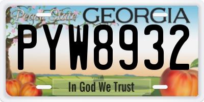 GA license plate PYW8932