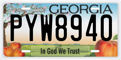 GA license plate PYW8940