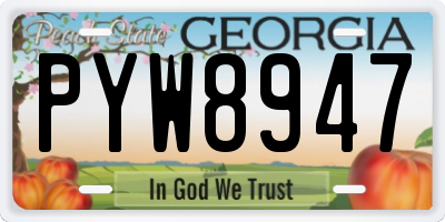 GA license plate PYW8947