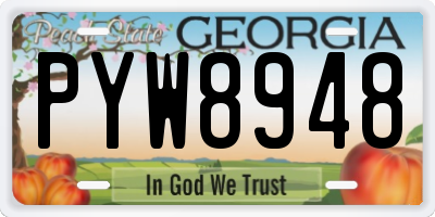 GA license plate PYW8948