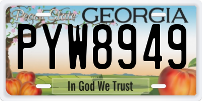 GA license plate PYW8949