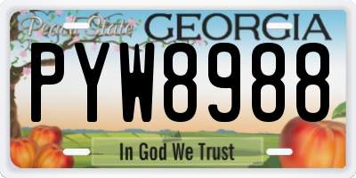 GA license plate PYW8988