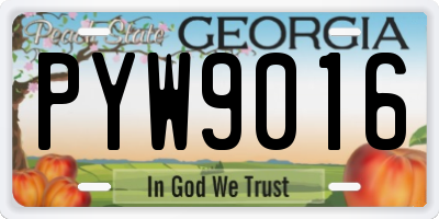 GA license plate PYW9016