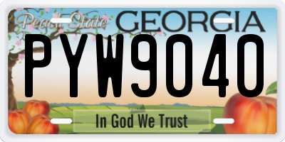GA license plate PYW9040