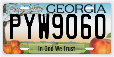 GA license plate PYW9060
