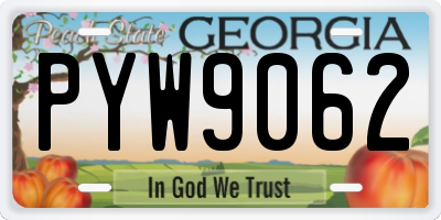 GA license plate PYW9062